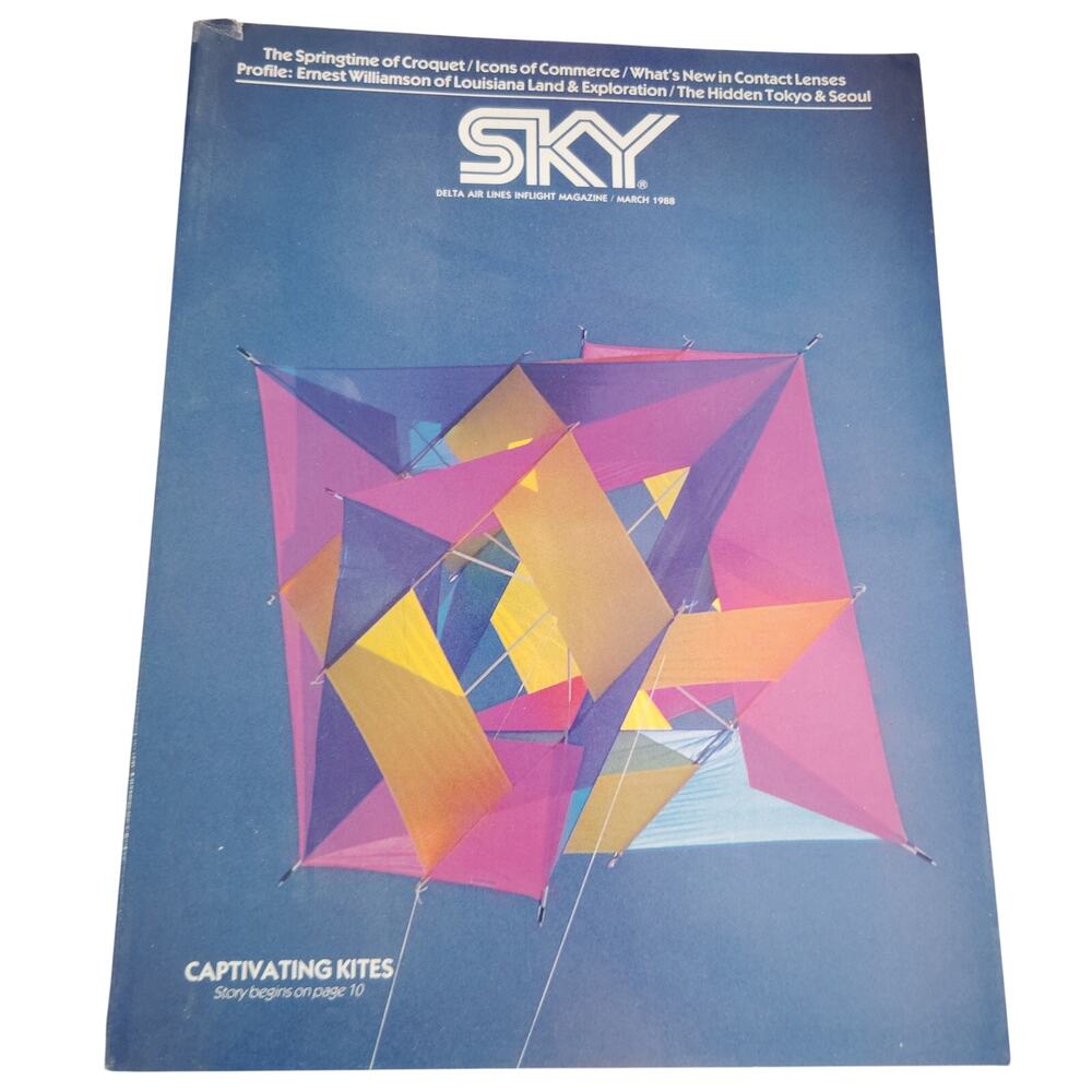 Delta Sky In-Flight Magazine March 1988 - Kite Flying, NASCAR Dale Earnhardt
